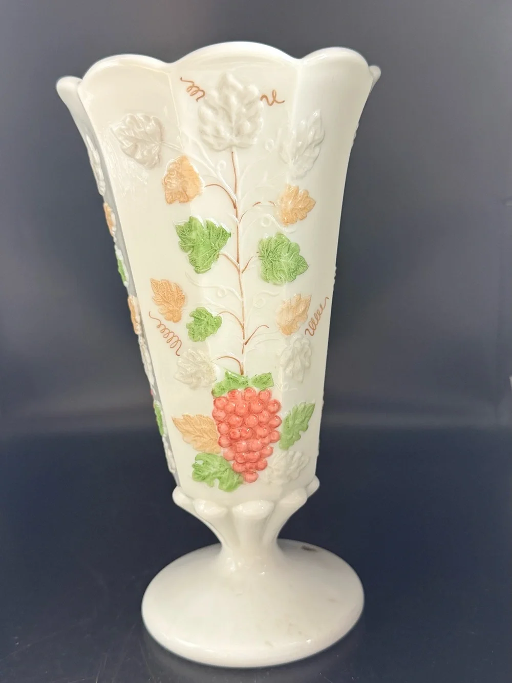 Vintage Westmoreland Hand painted Milk Glass Vase